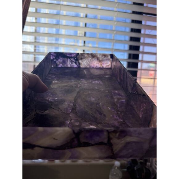 Vintage Global Views Amethyst Jewelry Box Purple Trinket Box 11"x7"x2.5" *READ - Picture 4 of 16